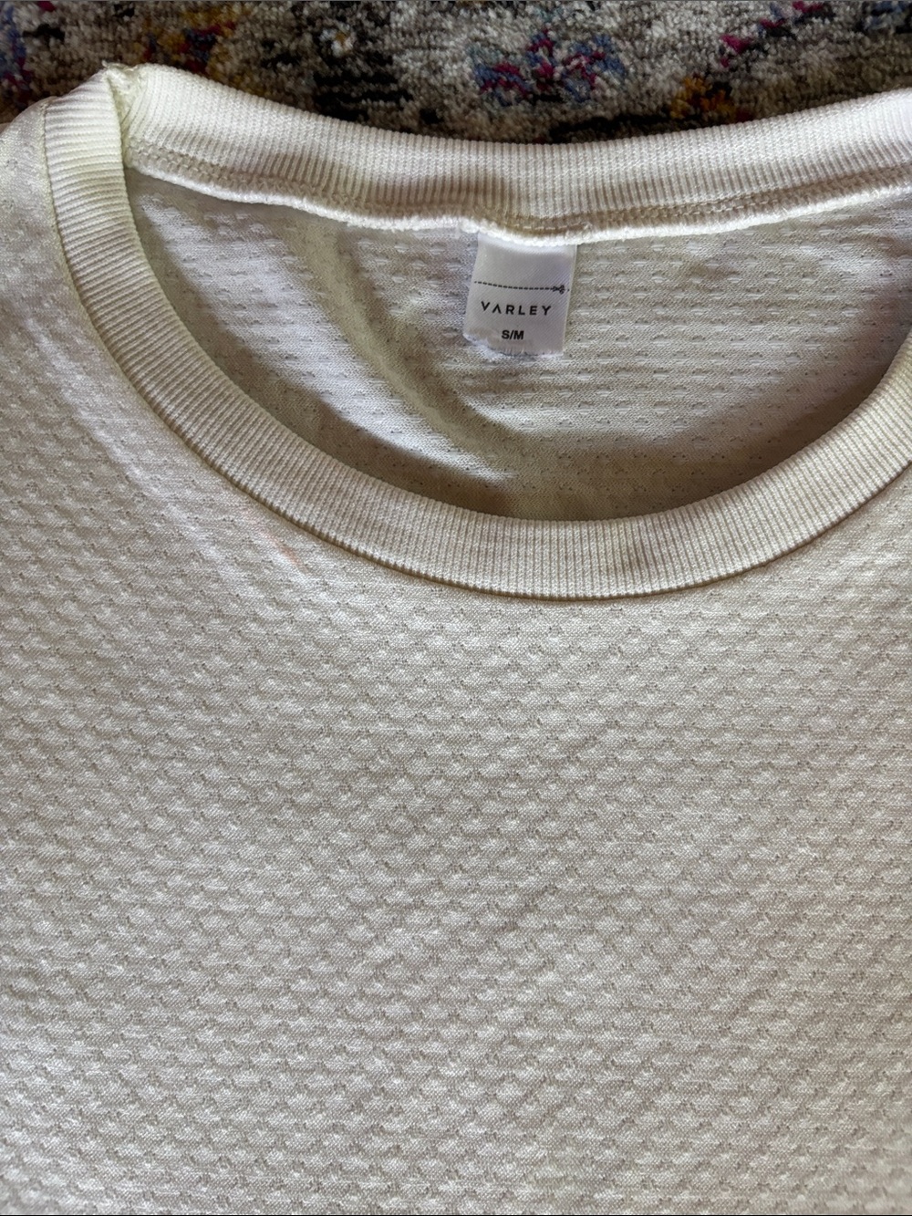 Varley sleeveless Cream Textured Crop Top - Picture 2 of 7